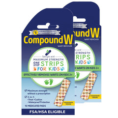 Compound W Kids One Step Strips front pack shows kid-friendly wart care