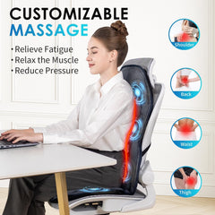 comrelax back massager heat levels showing two warmth options for comfort