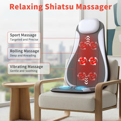 Comrelax kneading rolling chair massager targets back and leg tension.