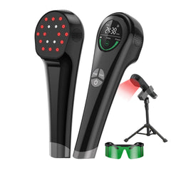 COMSYNC handheld therapy device on its stand enables hands-free use for targeted sessions.