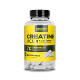 CON-CRET Creatine HCl capsules bottle front for daily energy support and quality