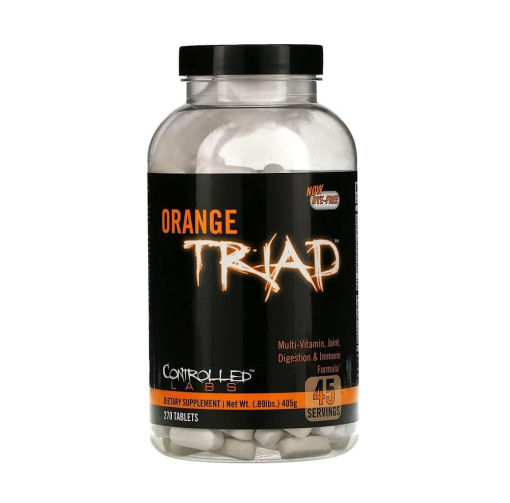 Controlled Labs Orange Triad bottle front for joint, digestion and immune support.