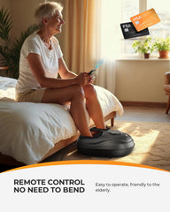 Remote-controlled massager lets you adjust kneading and heat without bending.
