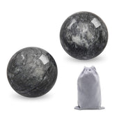 Coolrunner Baoding ball side view in dark grey marble for focused hand exercise.