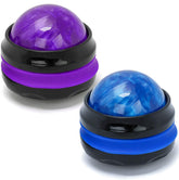 Coolrunner massage ball 2-pack front view, blue and purple for soothing relief