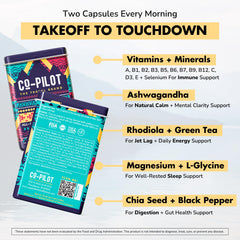 Co-Pilot Travel Vitamin capsules for energy and immune support during travel