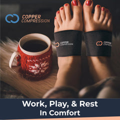 Copper Compression arch-support sleeve in motion demonstrates flexible, breathable wear.