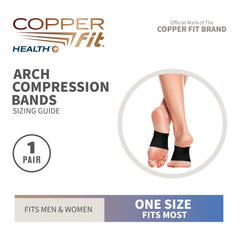Copper Fit Health Arch Relief Band on foot provides arch support during daily activity.