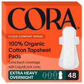 Cora organic cotton topsheet pads pack for gentle night protection.
