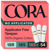 Cora organic non-applicator tampons regular pack, soft cotton for everyday comfort