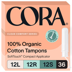 Cora Organic Tampons Light with compact BPA-free applicator for smooth insertion.