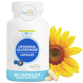 Core Med Science liposomal glutathione bottle with capsules for daily antioxidant support.