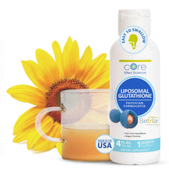 Core Med Science Liposomal Glutathione liquid bottle for daily antioxidant support.