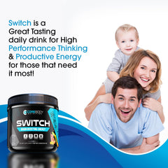 CoreBody Switch scoop-measuring demonstrates precise dosing for clean, sugar-free energy.