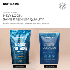 CORREXIKO marine collagen powder-dispense—convenient, tasteless mix into drinks.