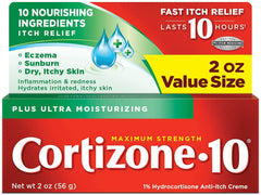 Cortizone 10 Plus anti-itch creme 2 oz bottle ready for itch relief.