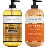 Cosmetasa cellulite oil bottle ready for at-home firming massage.