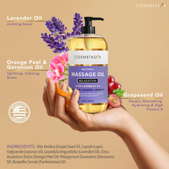 Cosmetasa Nourishing Citrus & Coconut oil bottle pour nourishes skin while uplifting spirits