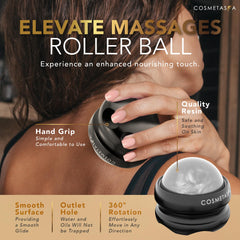 Cosmetasa sore muscle oil label close-up emphasizing cruelty-free formula.