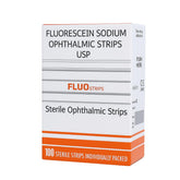 Cosmid Ophthalmic Fluo Touch Strips in individual pouches promote hygienic handling.