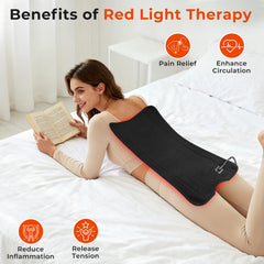 Cosnyu red light therapy pad belt-wrap adjustable-strap demonstrating secure fit for back and core areas.