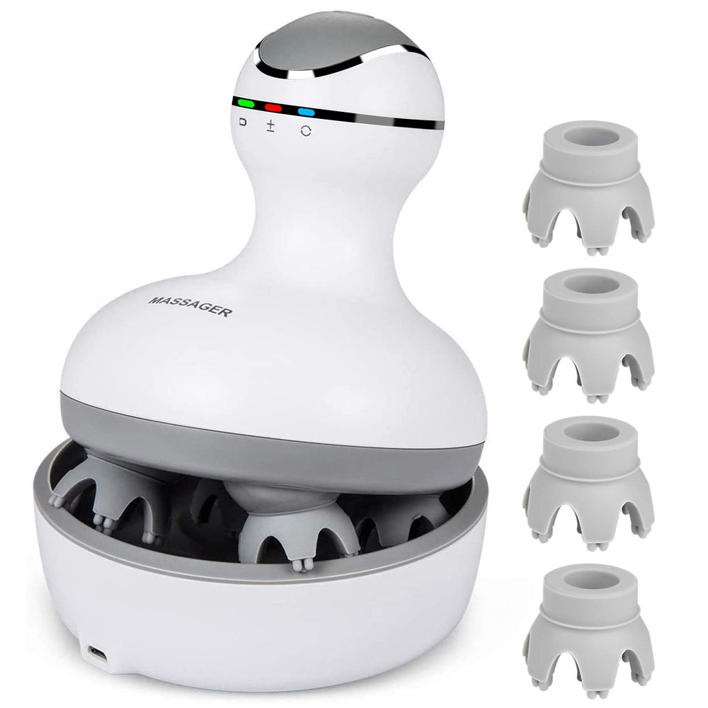 Cotsoco electric scalp massager with 84 nodes and 4 heads for deep relaxation.