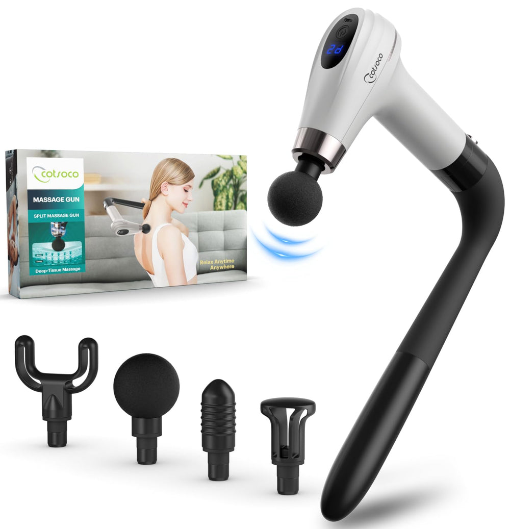 Cotsoco massage gun extension handle reaches back for targeted relief and convenience.