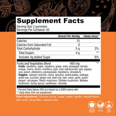 Country Farms Fruits and Veggies Gummies close-up, colorful gummies highlighting natural sweetness.