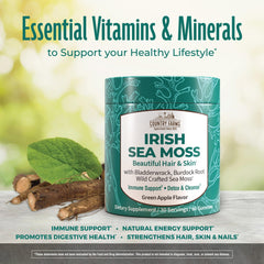 Country Farms Irish Sea Moss Gummies ingredients burdock root and bladderwrack for balanced nutrition