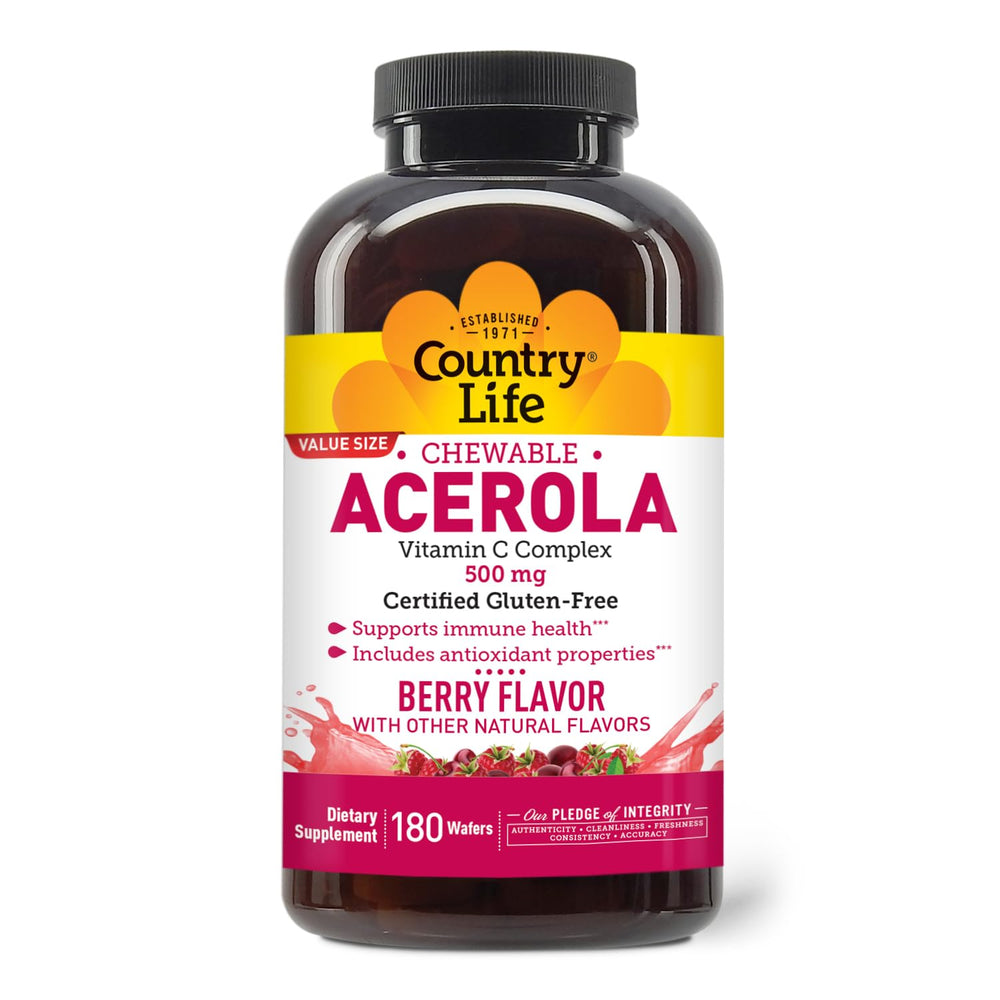 Country Life Acerola Vitamin C Complex bottle shown for daily immune support