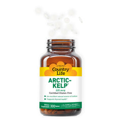 Country Life Arctic-Kelp tablets close-up showing easy-to-swallow capsules for energy and metabolism