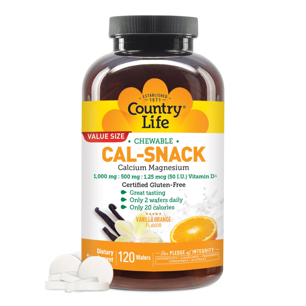 Country Life Cal-Snack packaging showing two-wafers serving for daily calcium support