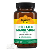 Country Life Chelated Magnesium 250mg bottle front view, vegan-friendly formula.