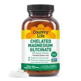 Country Life chelated magnesium glycinate 400 mg bottle for easy daily support.