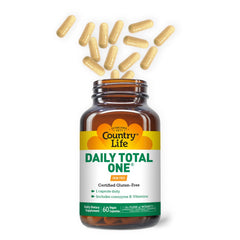 Country Life Daily Total One bottle side view emphasizes compact packaging for daily use.