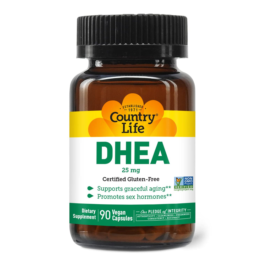 Country Life DHEA 25mg bottle front view for hormone balance support
