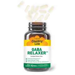 Country Life GABA Relaxer tablets dispensed showing rapid-release format for quick absorption.