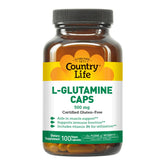 Country Life L-Glutamine bottle front view supports post-workout recovery and endurance.