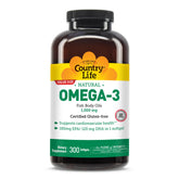 Country Life Omega-3 bottle front view with burpless formula for easy daily use.