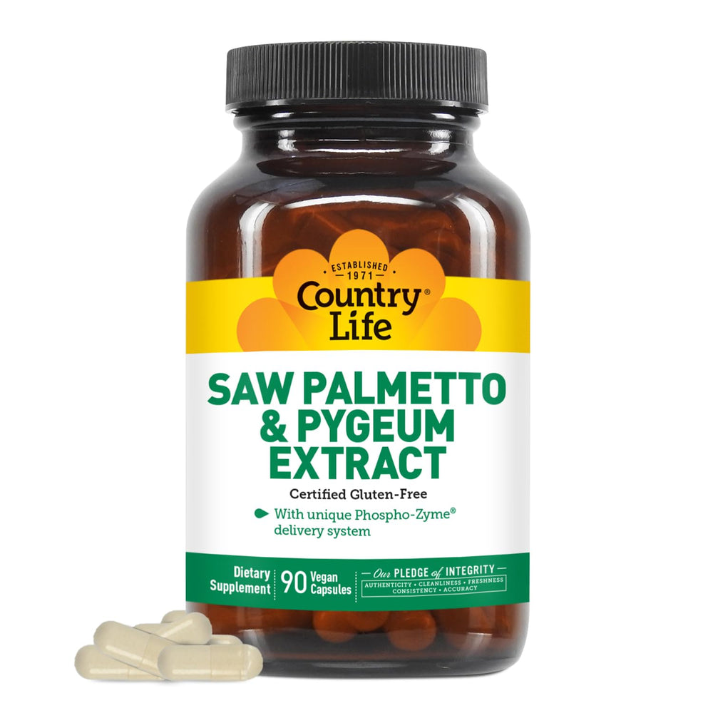Country Life Saw Palmetto & Pygeum bottle for prostate support and daily wellness