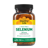 Country Life Selenium bottle front view, yeast-free and gluten-free formula