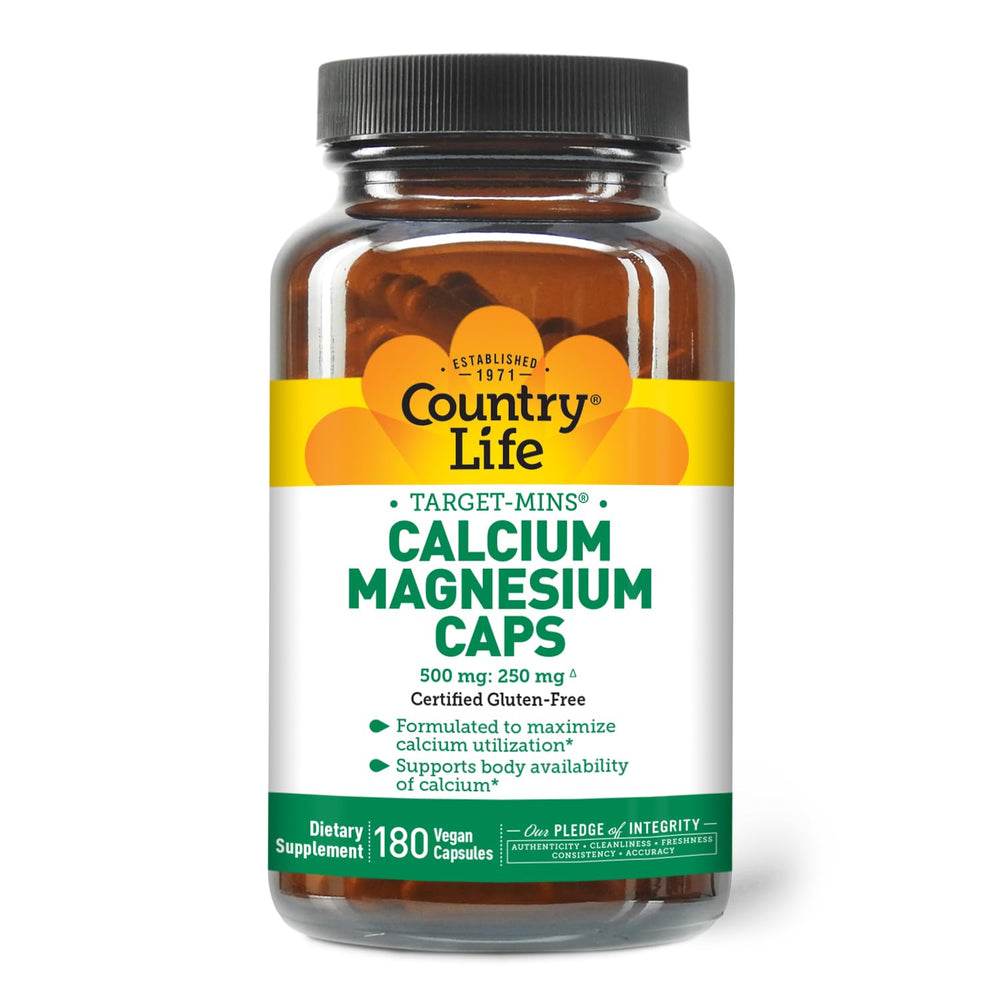 Country Life Target-Mins bottle front view highlighting gluten-free mineral support for bones