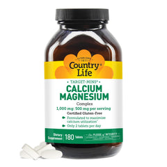 Country Life Target-Mins Calcium Magnesium Complex bottle front showing brand and product name.