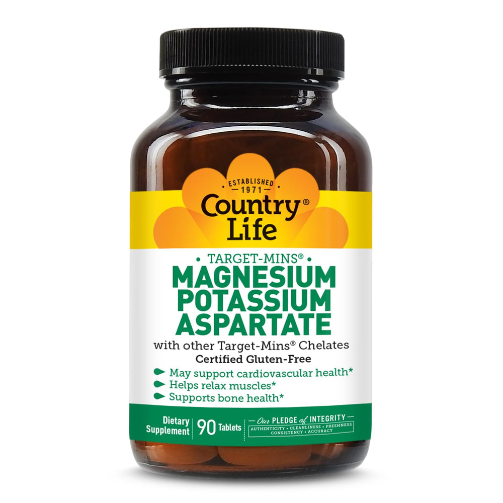Country Life Target-Mins magnesium-potassium bottle front for daily mineral support