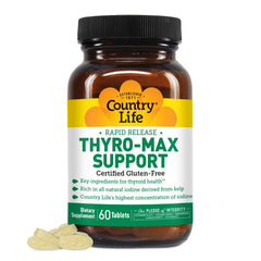 Country Life Thyro-Max Support bottle front highlighting kelp-derived iodine.