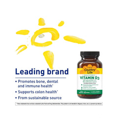 Country Life Vitamin D3 gluten-free certification seal visible on packaging.