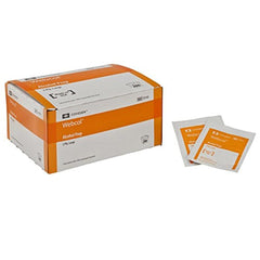 COVIDIEN Webcol toallitas de alcohol esteril grande para limpieza de piel y desinfección rápida.