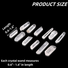Covzoe clear quartz points wand closeup, highlighting natural irregular shapes for decor.