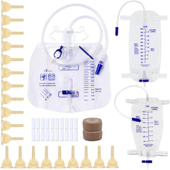 Cozii external catheter kit with leg bags for day-to-night protection.