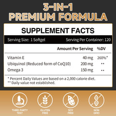 Cozynol ubiquinol 200mg softgels label closeup highlights the high-absorption formula.
